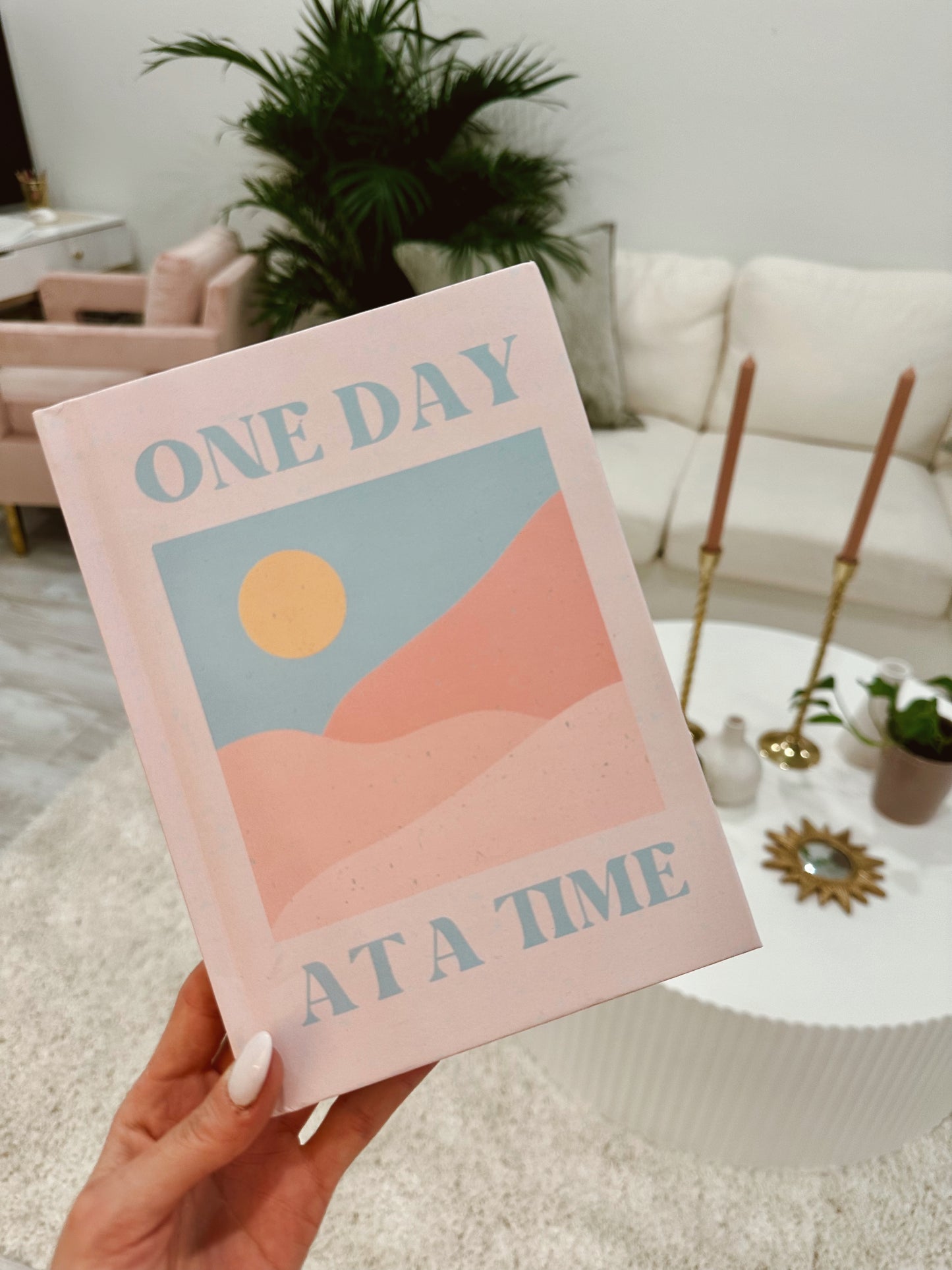 One Day At A Time Hardcover Journal - Matte - Sober, One Day at a Time, AA, Alcoholics Anonymous, Sobriety gift, Addiction Recovery